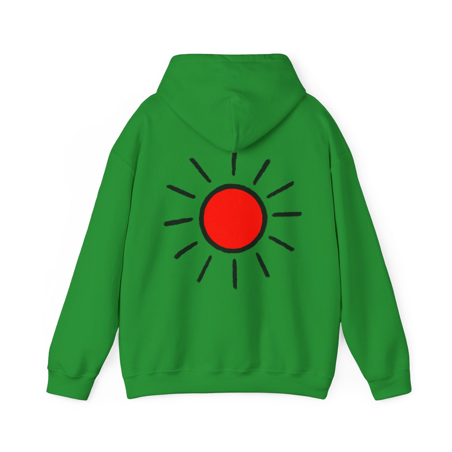 Sunshine Graphic Hoodie — Red Sun Illustration Back Print