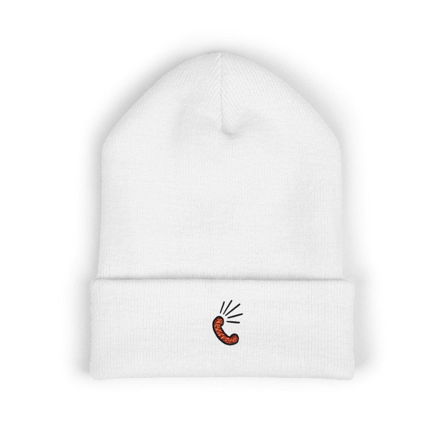 Embroidered Little Sausage Cuffed Beanie — Cute Minimalist Knit Hat