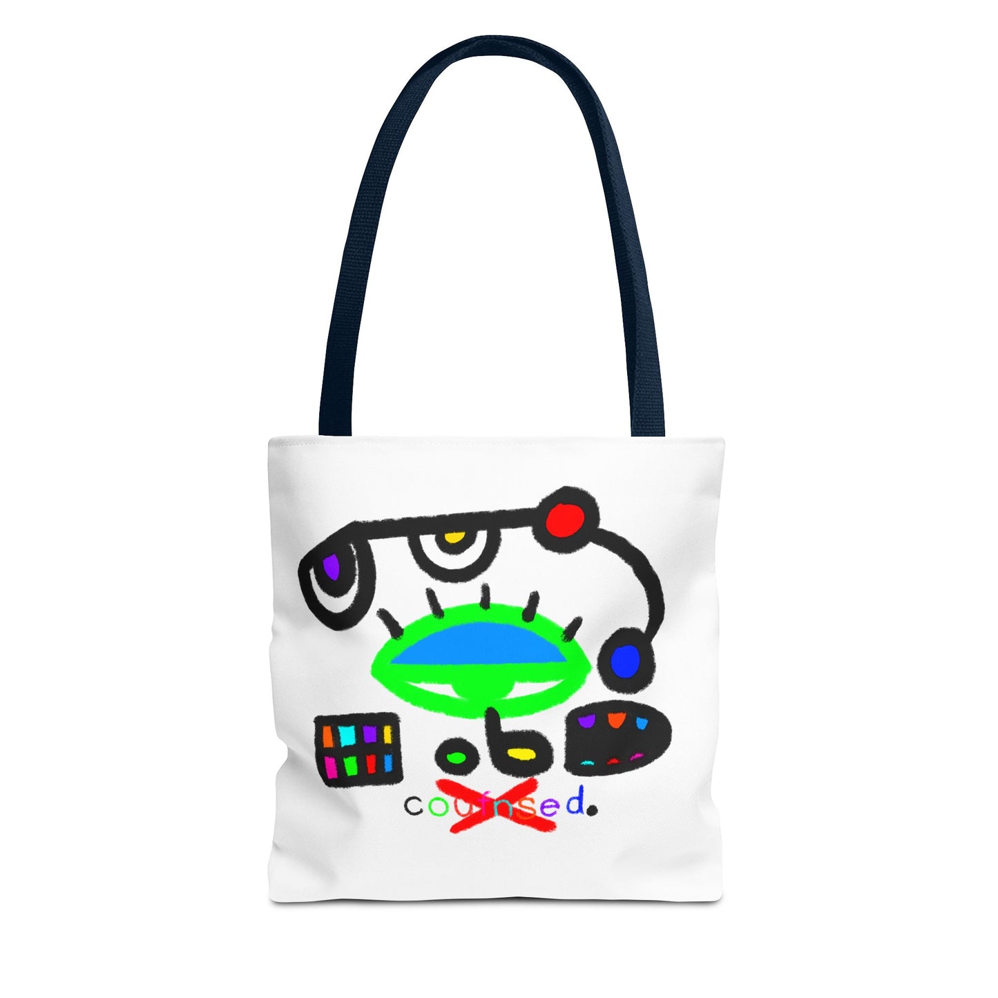 Abstract Space Face Tote Bag — Colorful Surreal Art AOP Tote