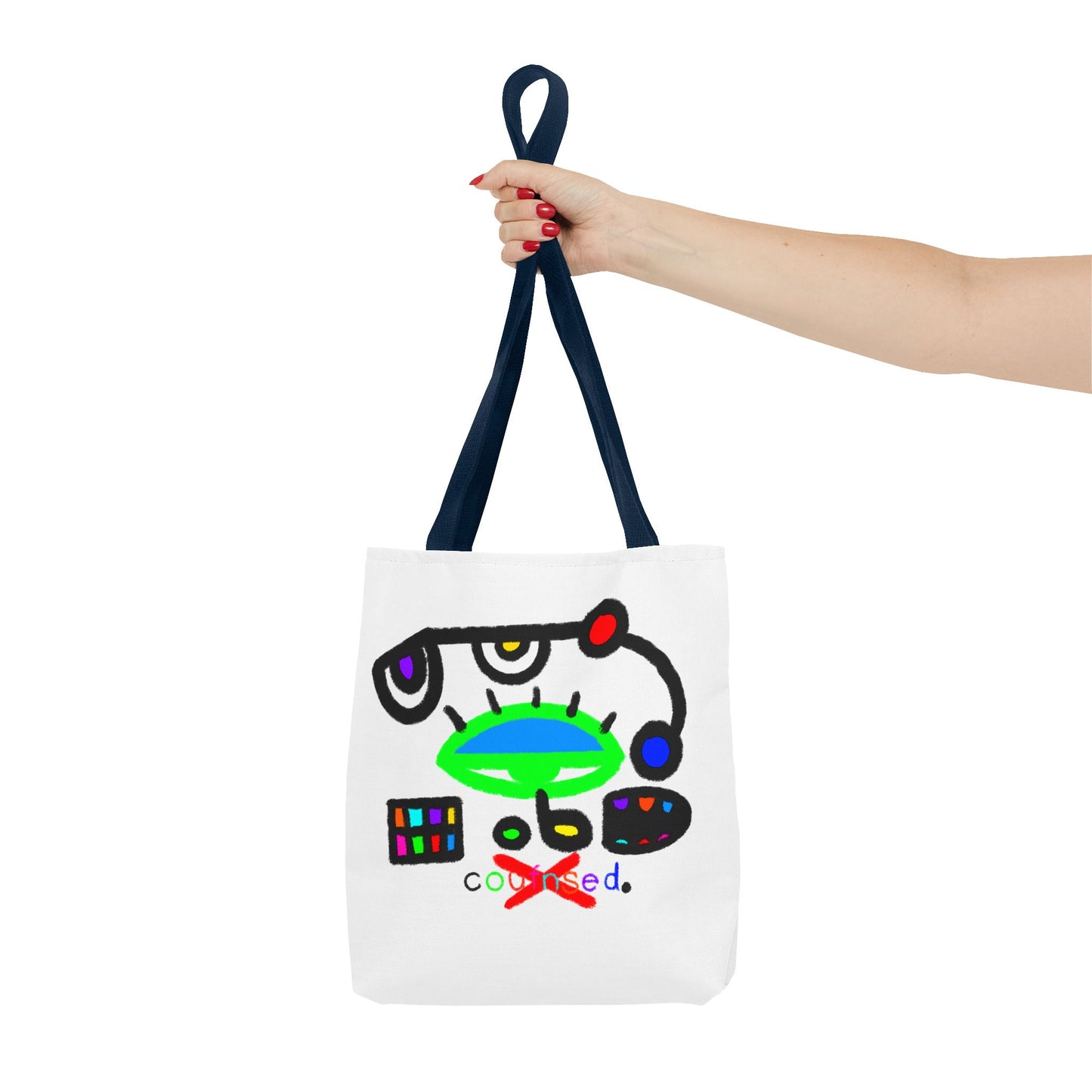 Abstract Space Face Tote Bag — Colorful Surreal Art AOP Tote