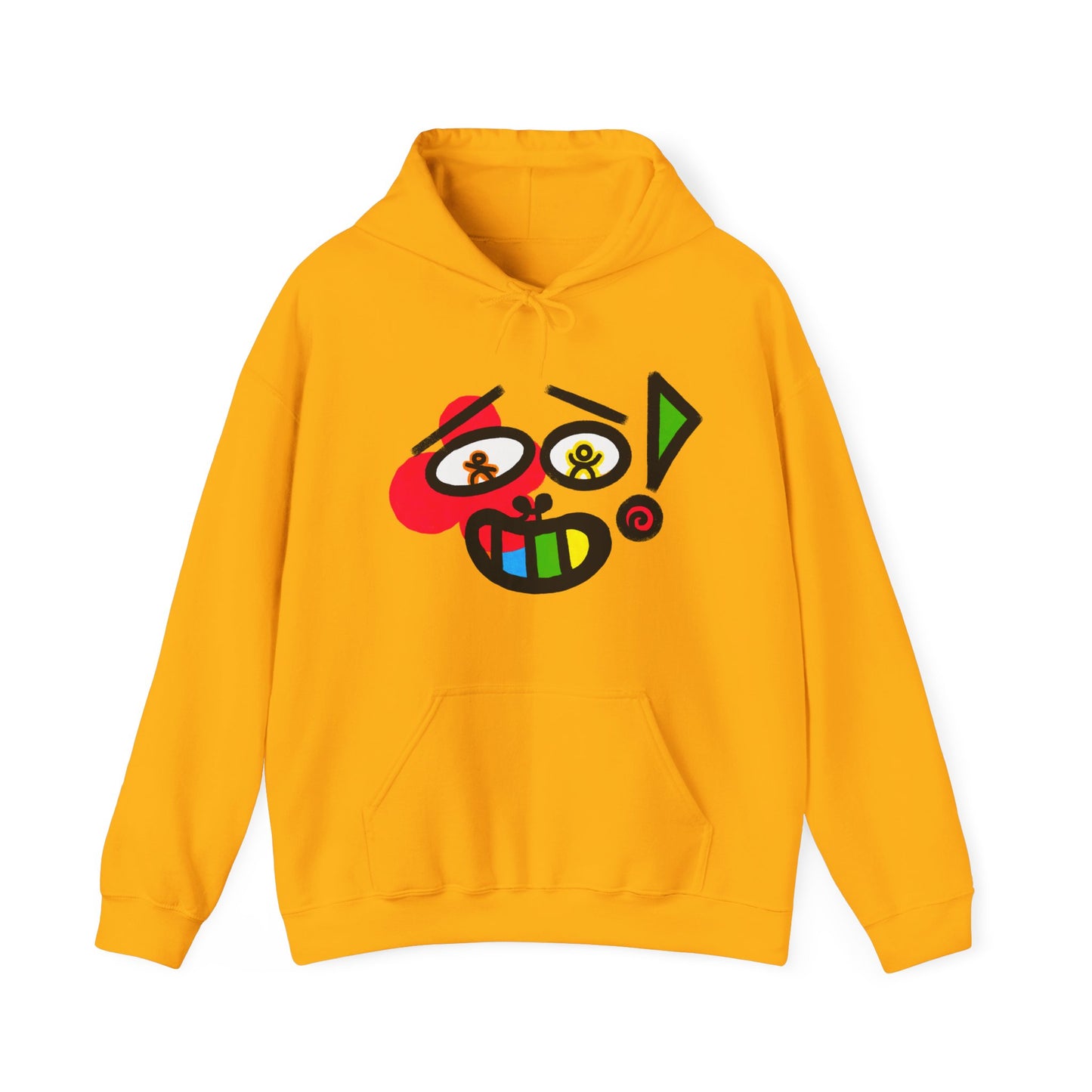 Colorful Abstract Smiley Hoodie — Playful Geometric Face Graphic