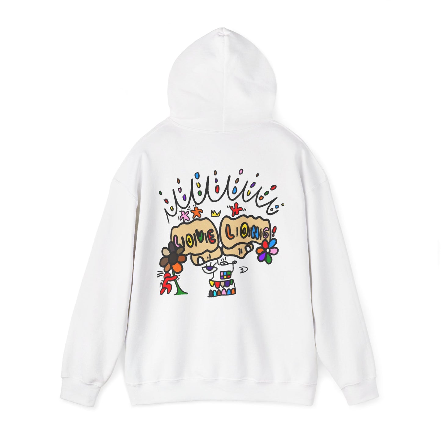 Love Grows Hoodie — Colorful Hand-Drawn Floral Peace Sweatshirt
