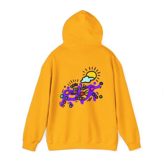 Abstract Surf Cat Hoodie – Colorful Cat Surfing Graphic Pullover