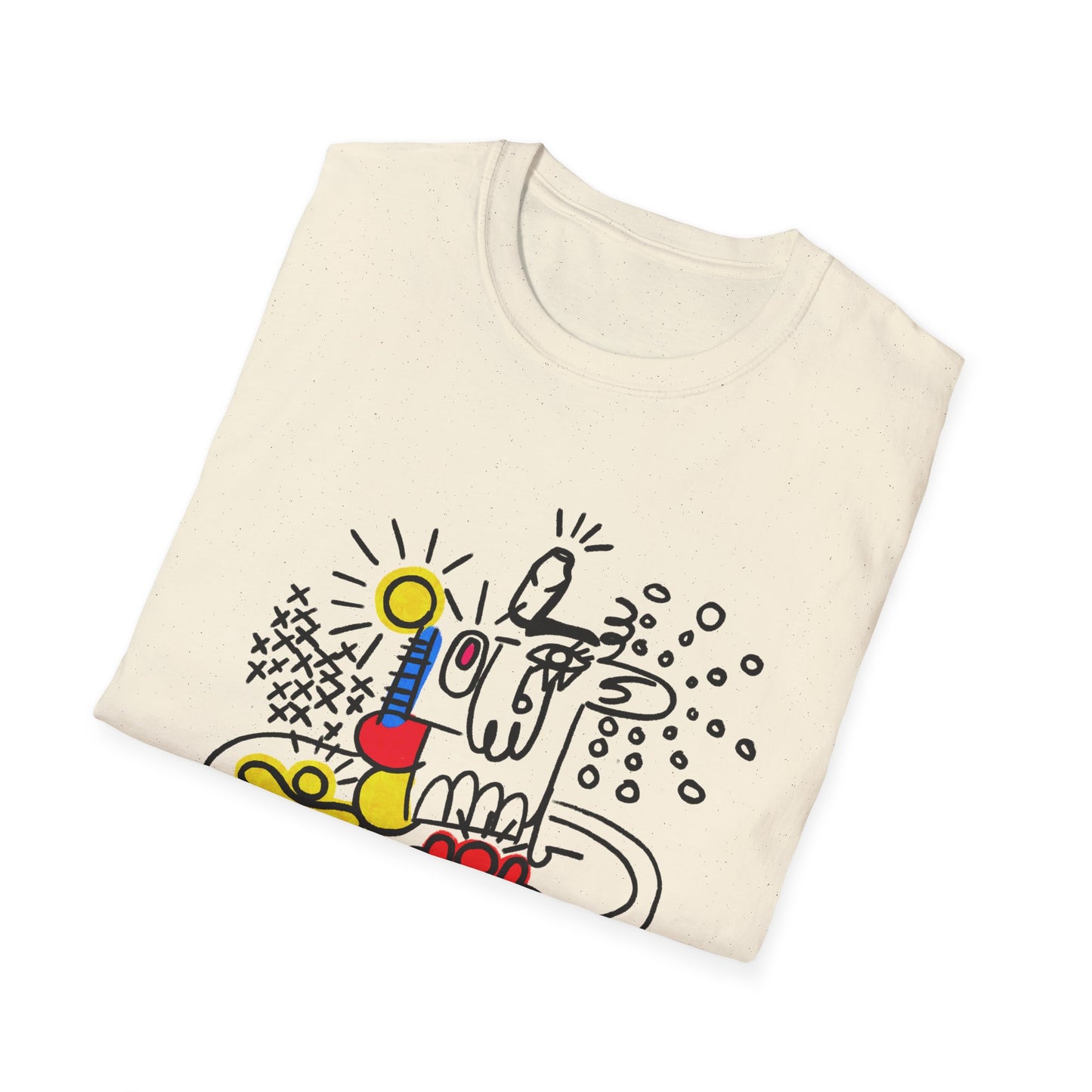 Abstract Doodle Tee — Colorful Surreal Breakfast Illustration