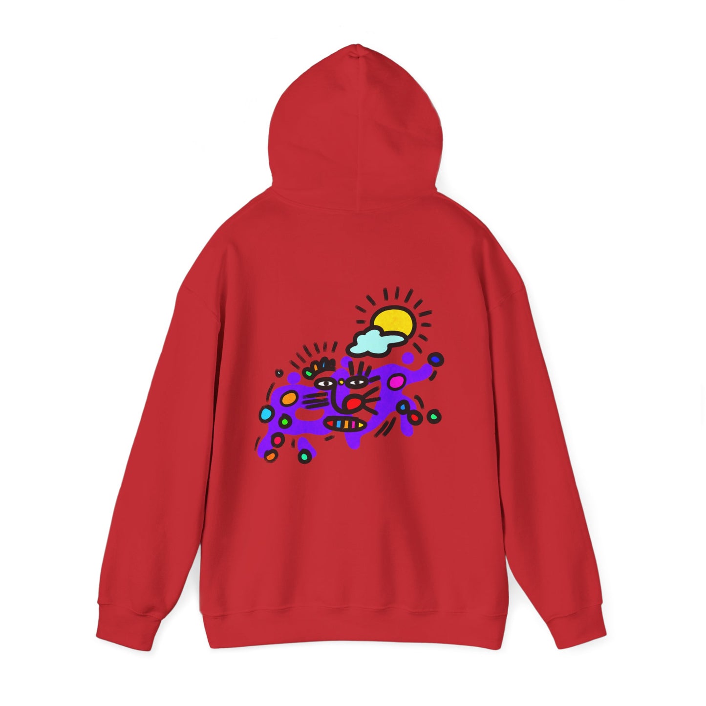 Abstract Surf Cat Hoodie – Colorful Cat Surfing Graphic Pullover