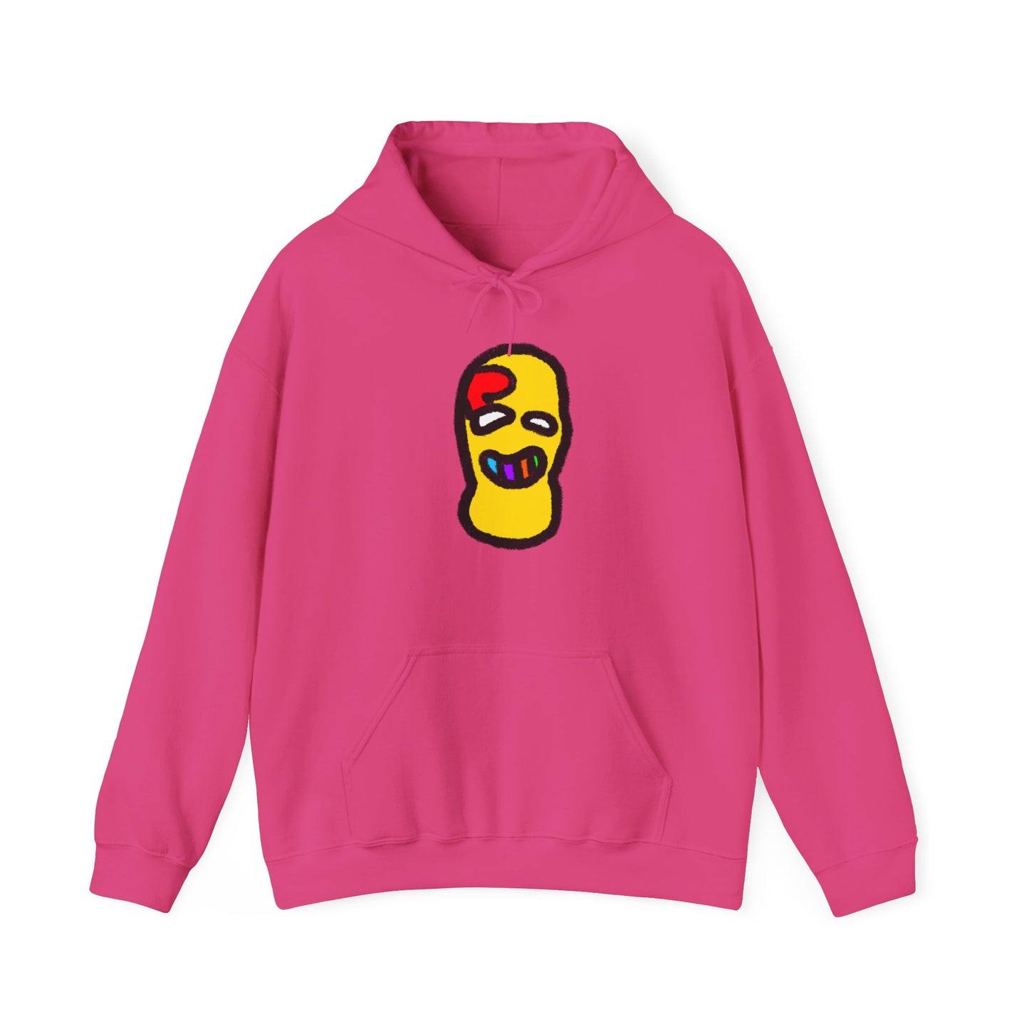Skull Mask Hoodie — Playful Yellow Graffiti Face Pullover