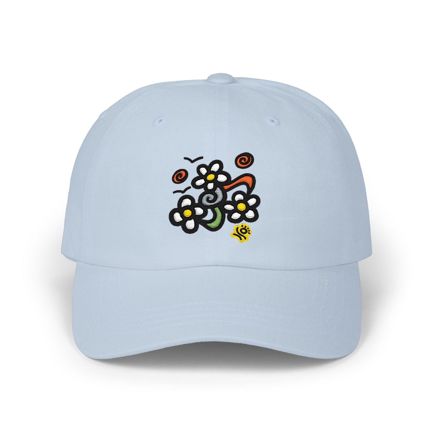 Doodle Daisy Dad Cap — Embroidered Floral Cap