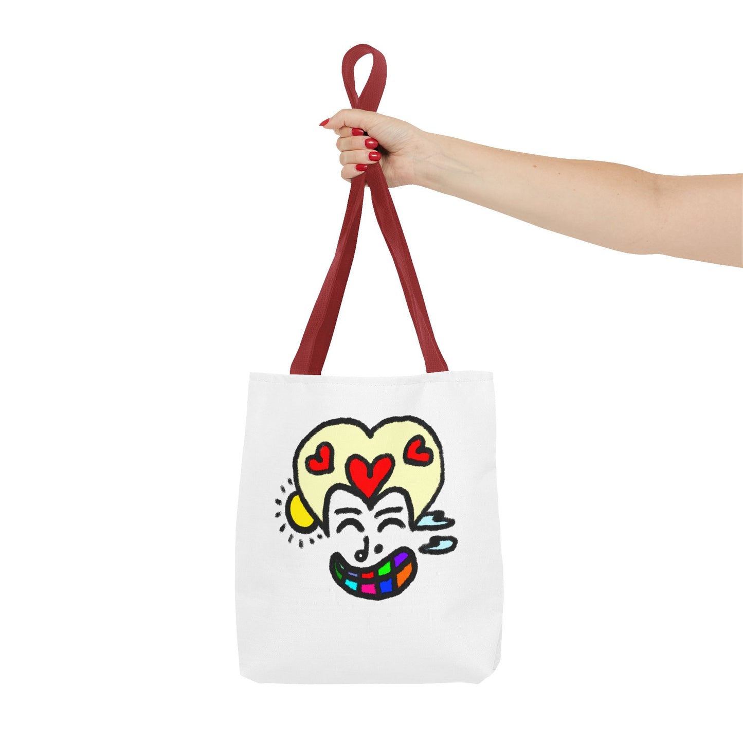 Heart-Eyes Rainbow Smile Tote Bag