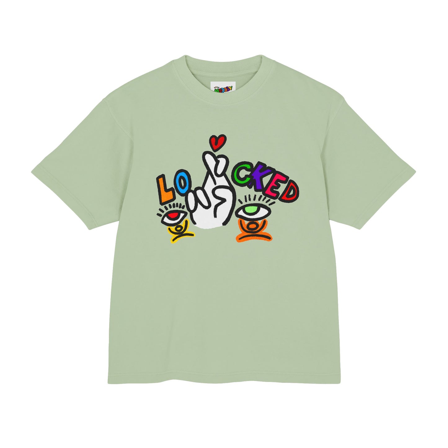 Love Locked Graphic Tee — Colorful Street Art Heart & Eyes Design