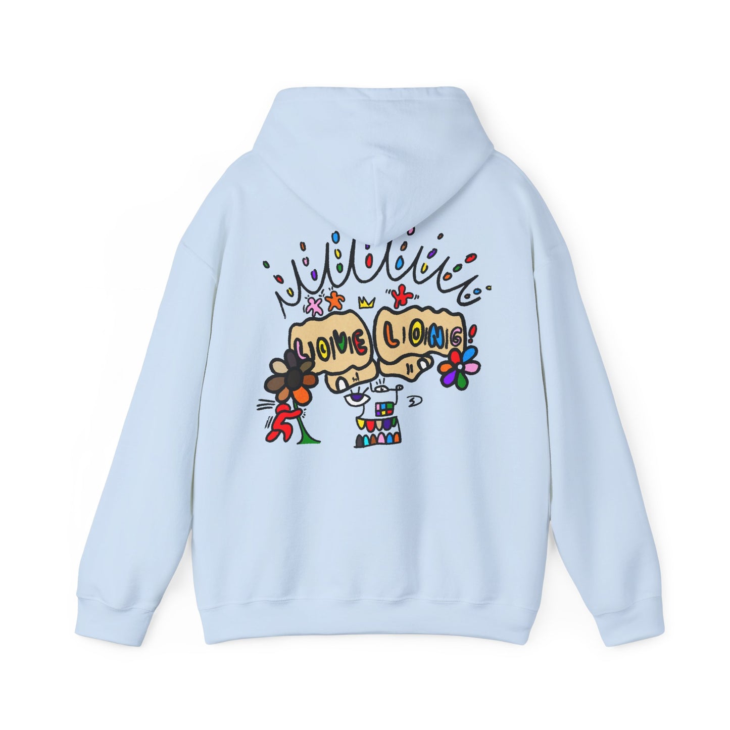 Love Grows Hoodie — Colorful Hand-Drawn Floral Peace Sweatshirt