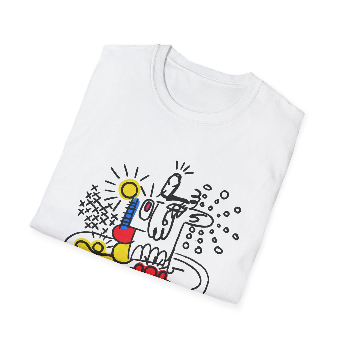 Abstract Doodle Tee — Colorful Surreal Breakfast Illustration