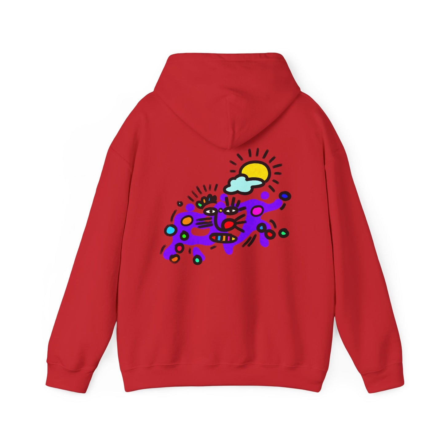 Abstract Surf Cat Hoodie – Colorful Cat Surfing Graphic Pullover