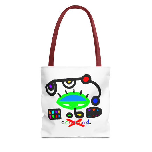 Abstract Space Face Tote Bag — Colorful Surreal Art AOP Tote