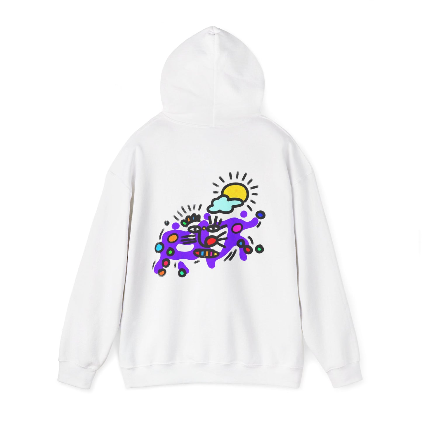 Abstract Surf Cat Hoodie – Colorful Cat Surfing Graphic Pullover