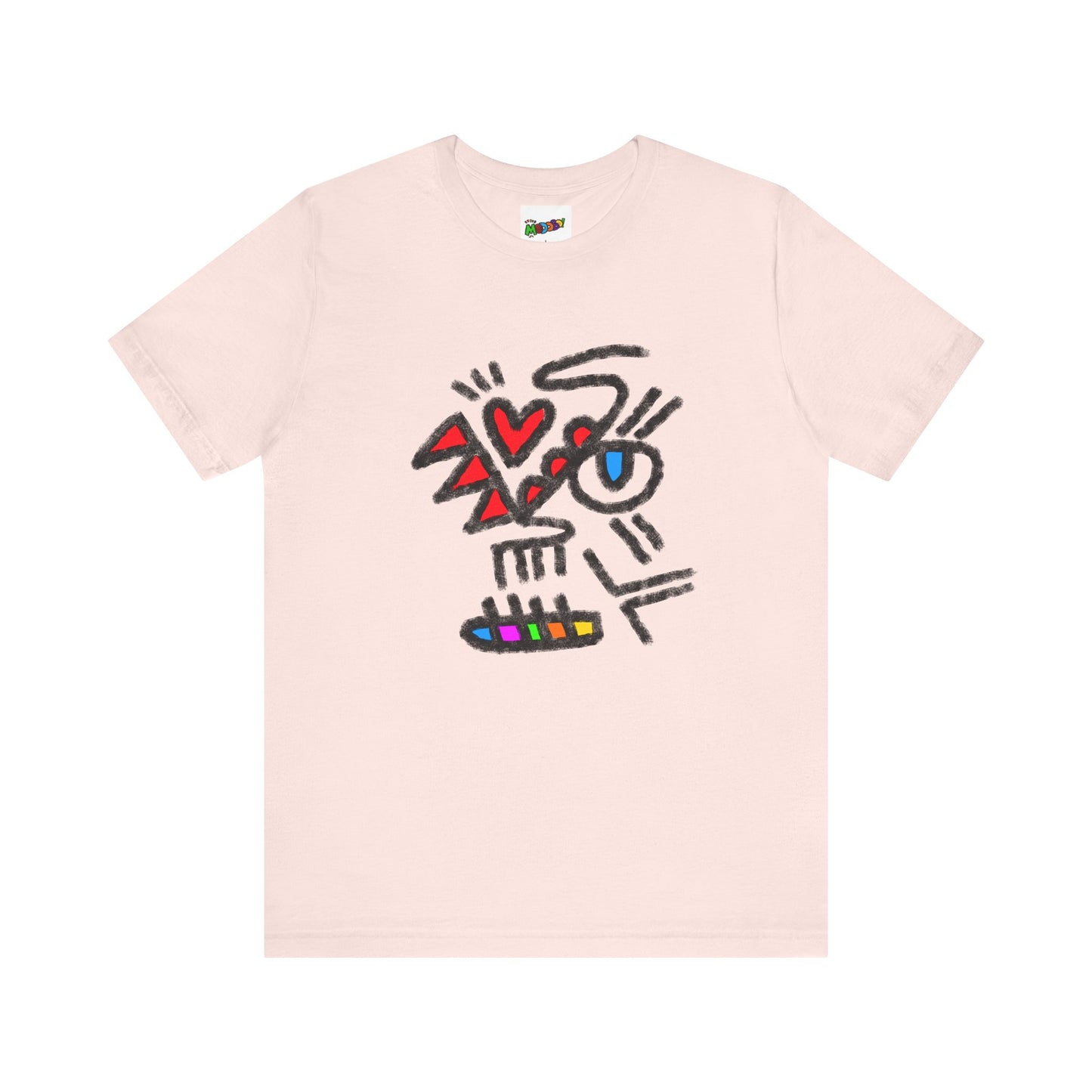 Artistic Unisex Jersey Tee with Heart and Eyeball Design