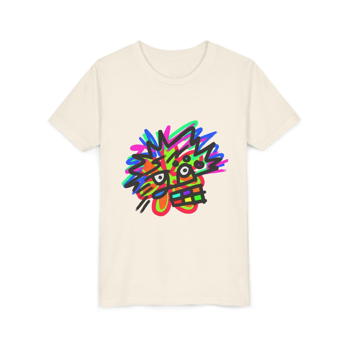 Youth Tee — Colorful Abstract Monster Face Graphic Shirt