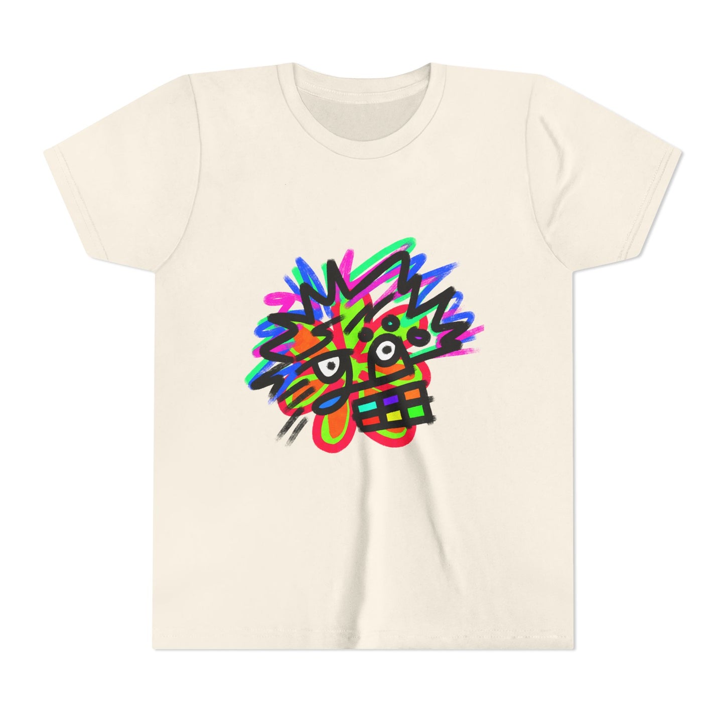 Youth Tee — Colorful Abstract Monster Face Graphic Shirt