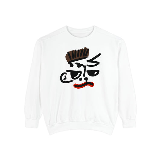 Abstract Face Sweatshirt — Minimalist Doodle Graphic Crewneck