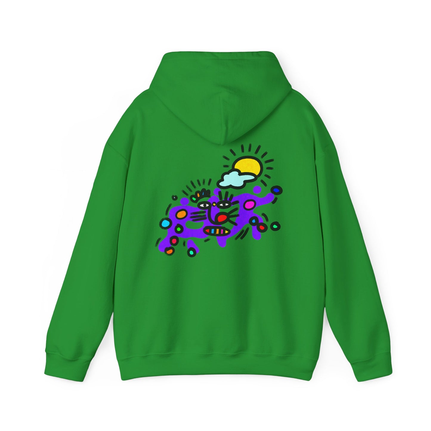 Abstract Surf Cat Hoodie – Colorful Cat Surfing Graphic Pullover