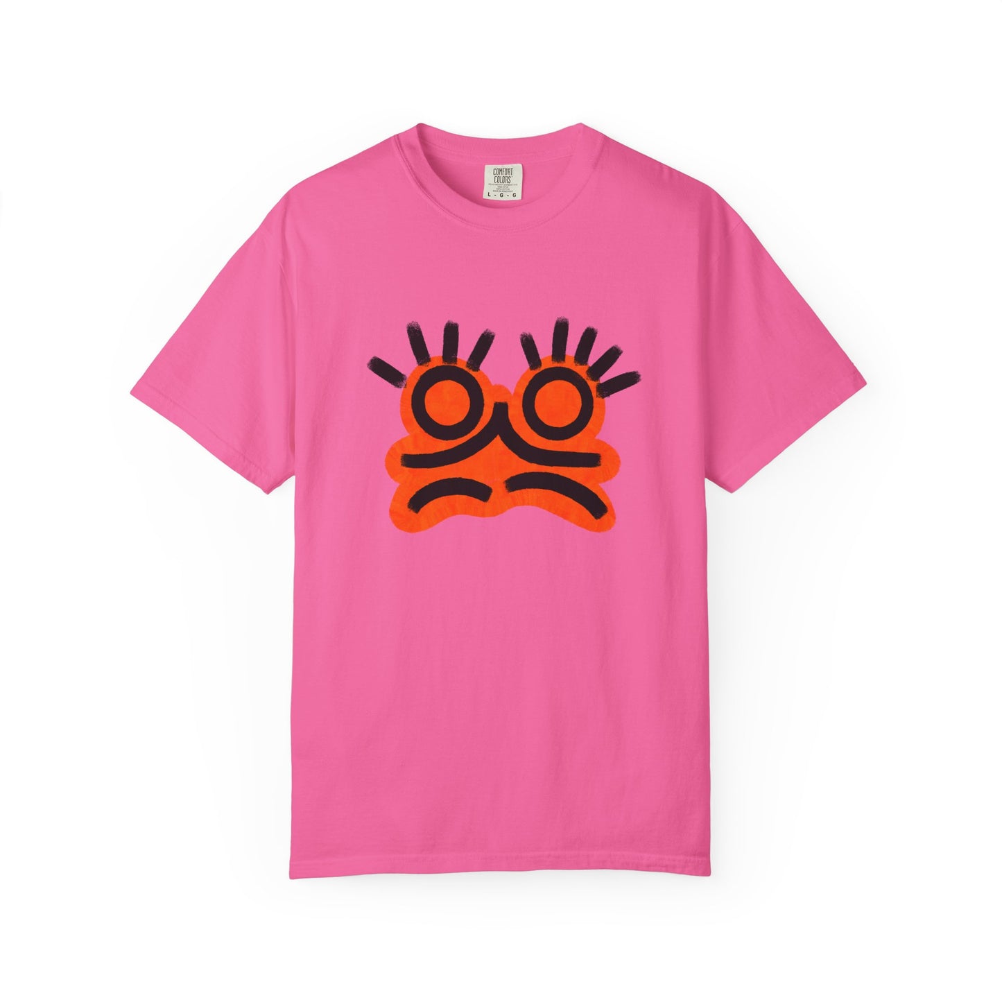 Graphic Tee — Bold Orange Abstract Face T-Shirt
