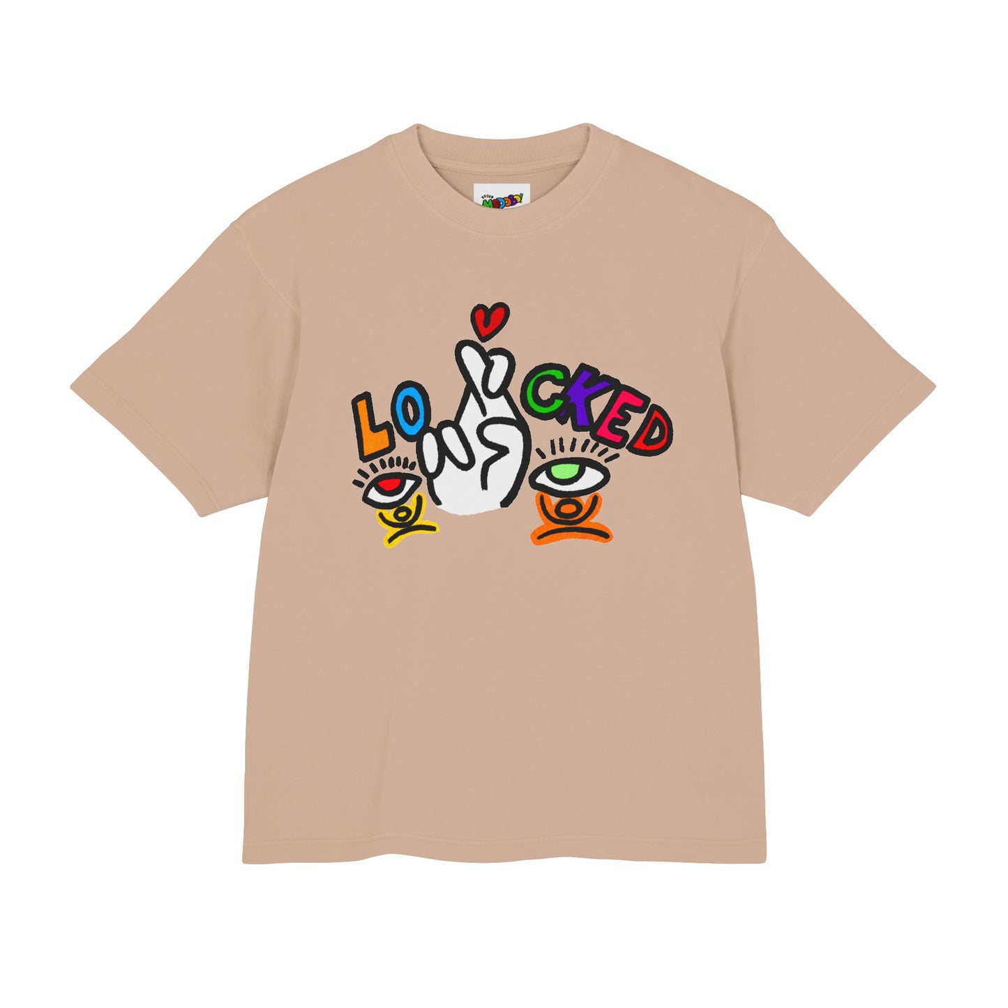 Love Locked Graphic Tee — Colorful Street Art Heart & Eyes Design