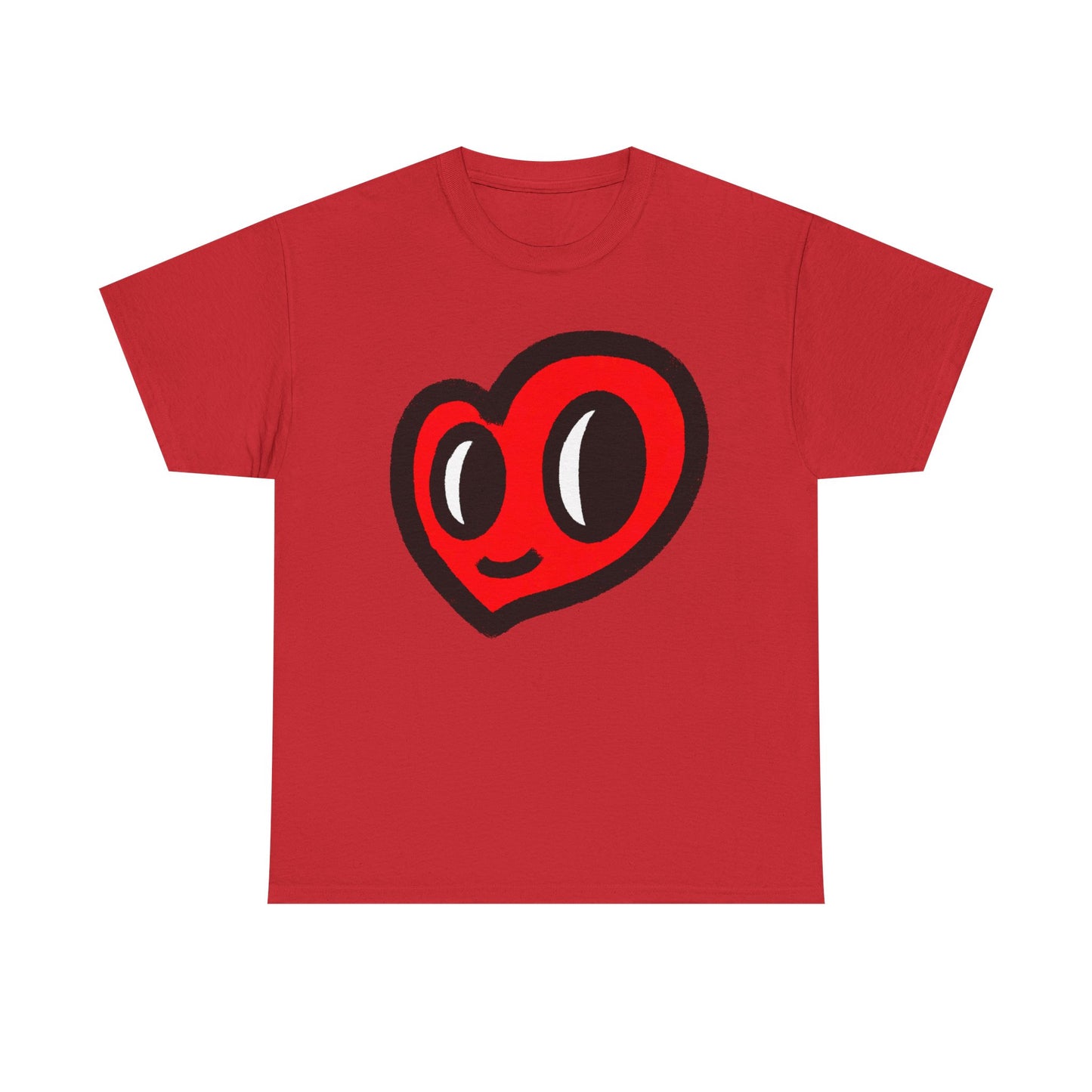 MoDoBo Cute Red Heart Graphic Tee — Playful Cartoon Heart Shirt