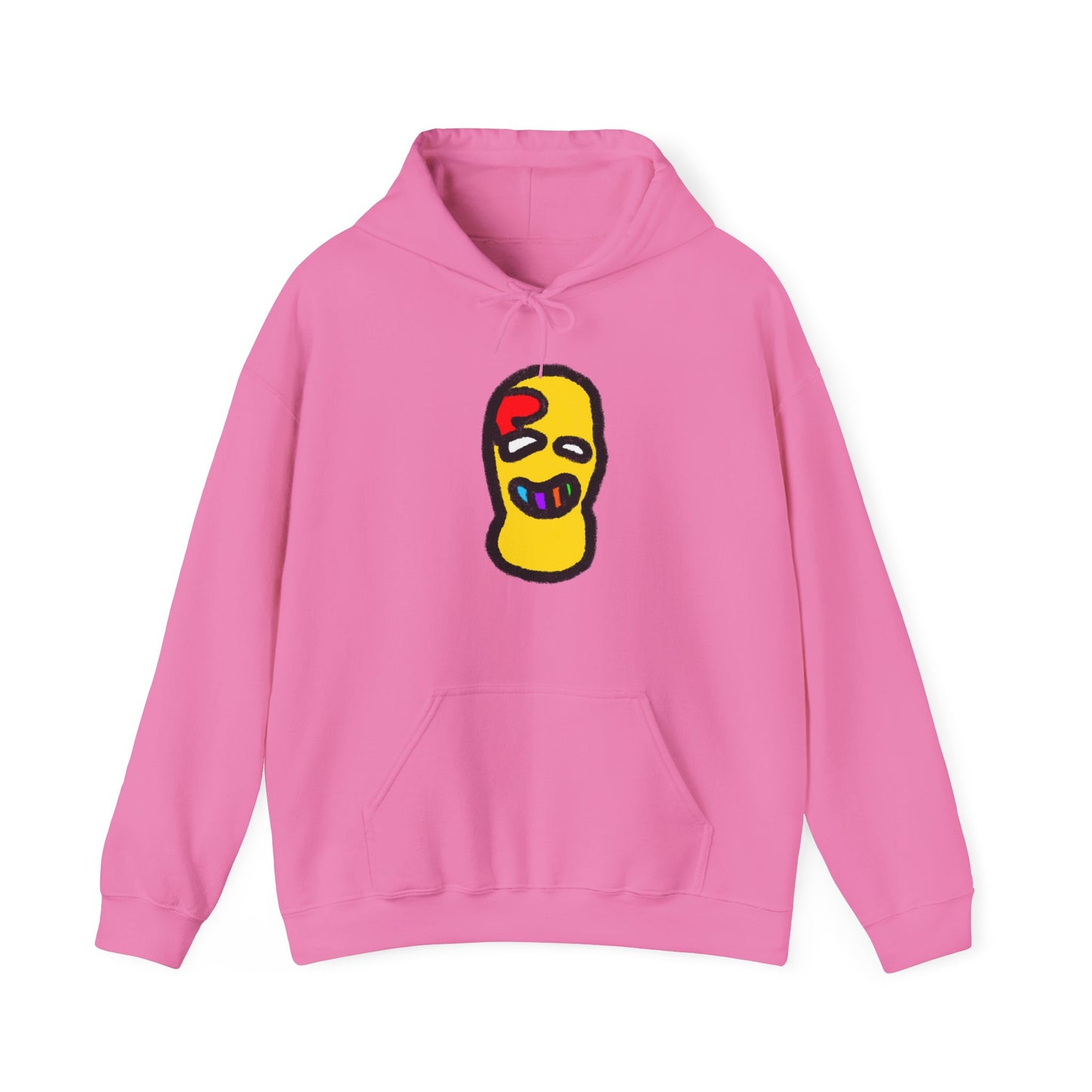 Skull Mask Hoodie — Playful Yellow Graffiti Face Pullover