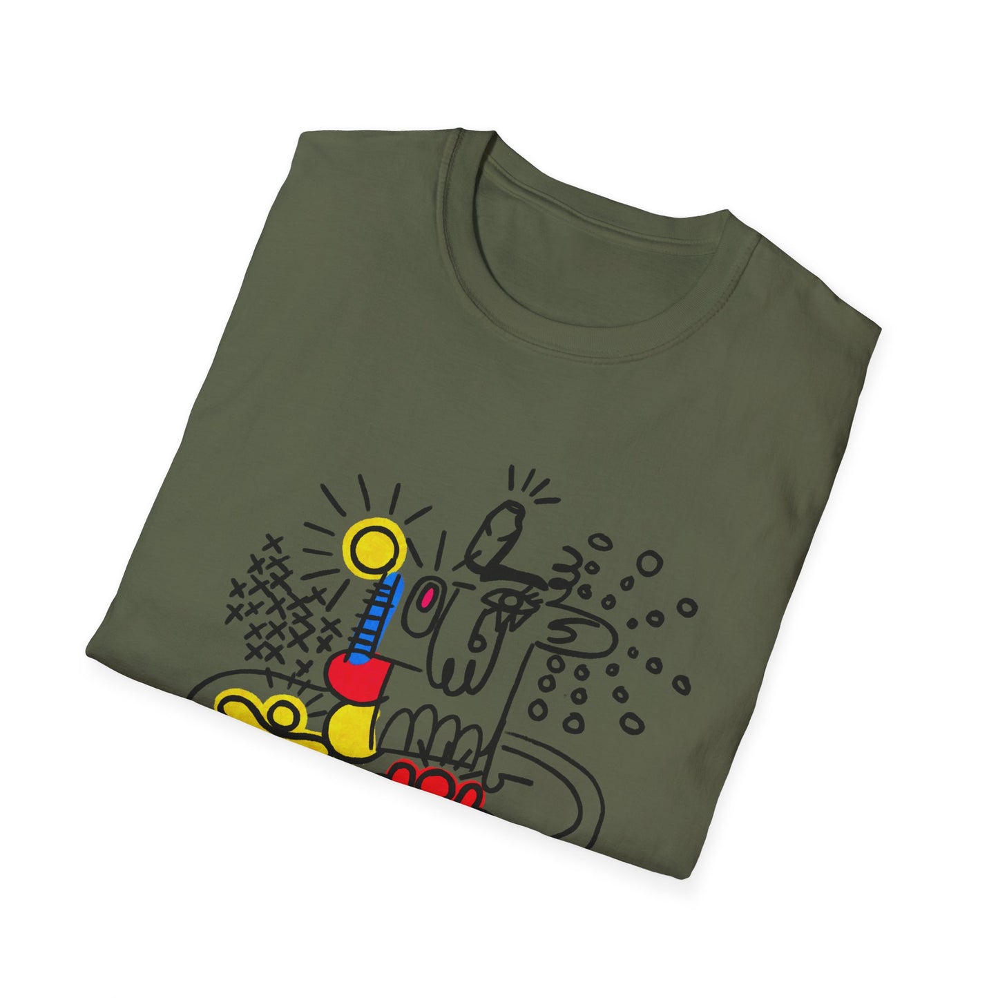 Abstract Doodle Tee — Colorful Surreal Breakfast Illustration