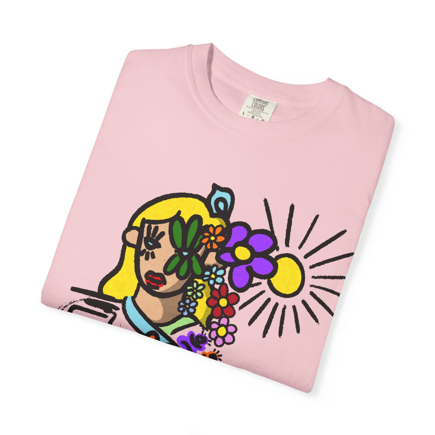 Floral Sunface T-Shirt — Colorful Abstract Flower Portrait Tee