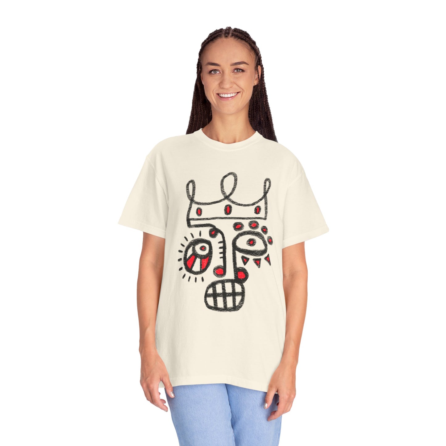 Abstract Crown Face T-Shirt — Hand-Drawn Street Art Graphic