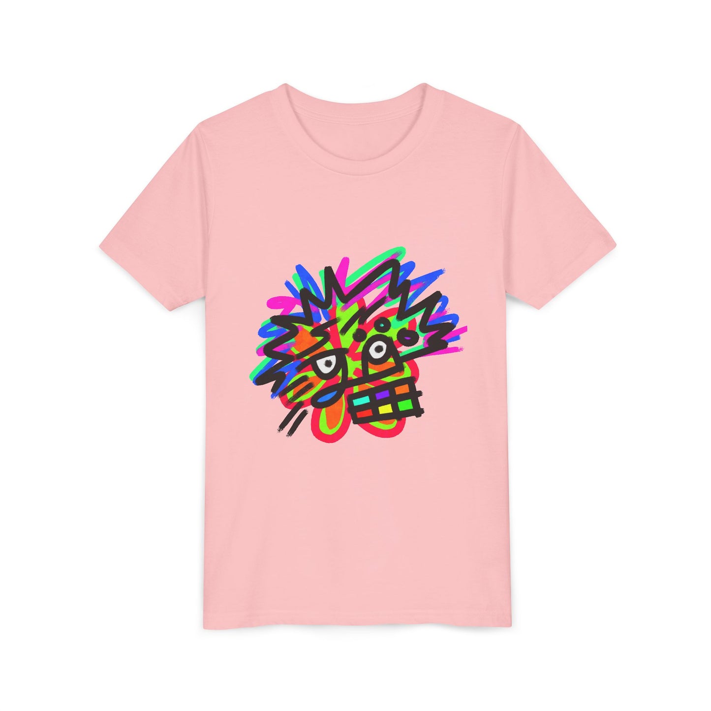 Youth Tee — Colorful Abstract Monster Face Graphic Shirt