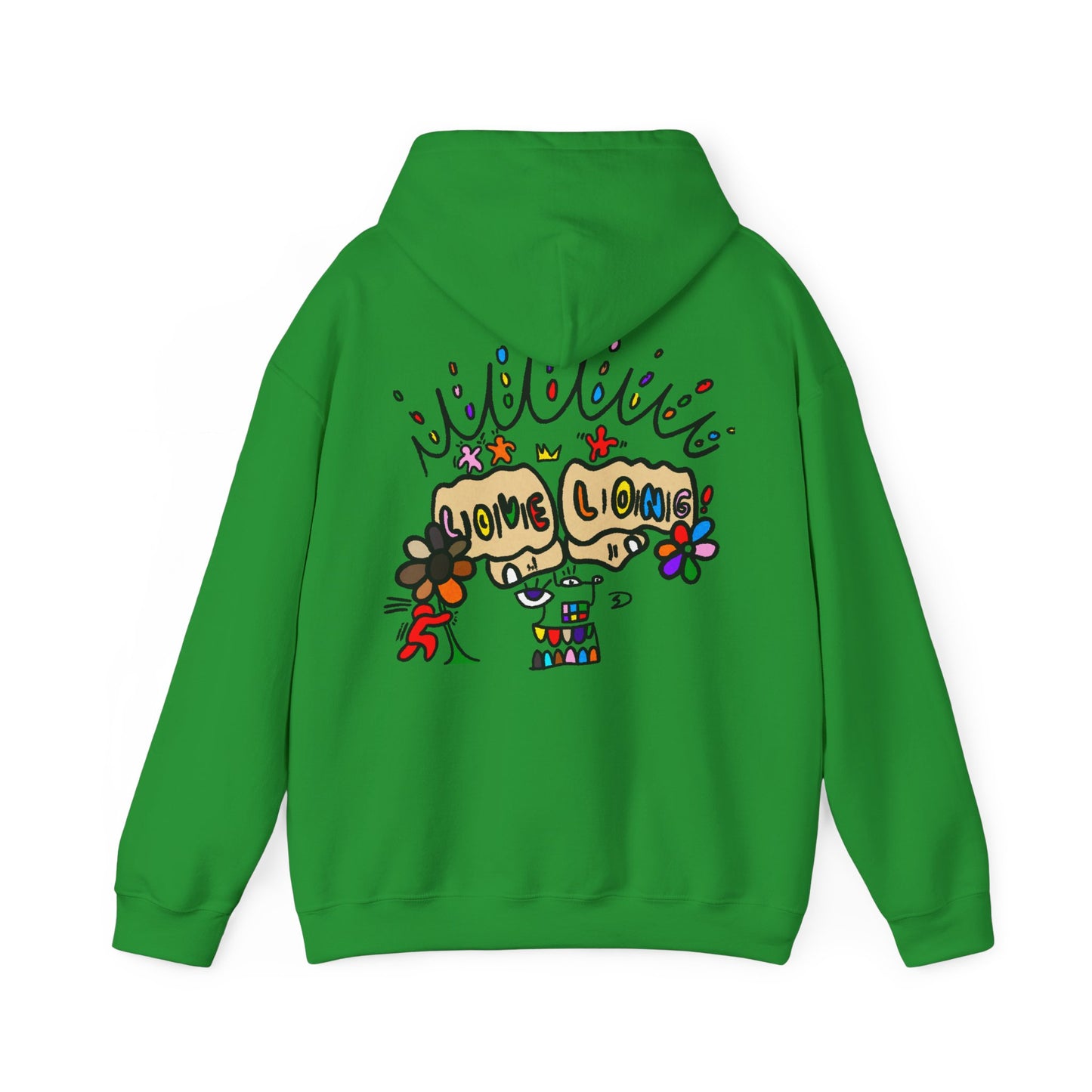 Love Grows Hoodie — Colorful Hand-Drawn Floral Peace Sweatshirt