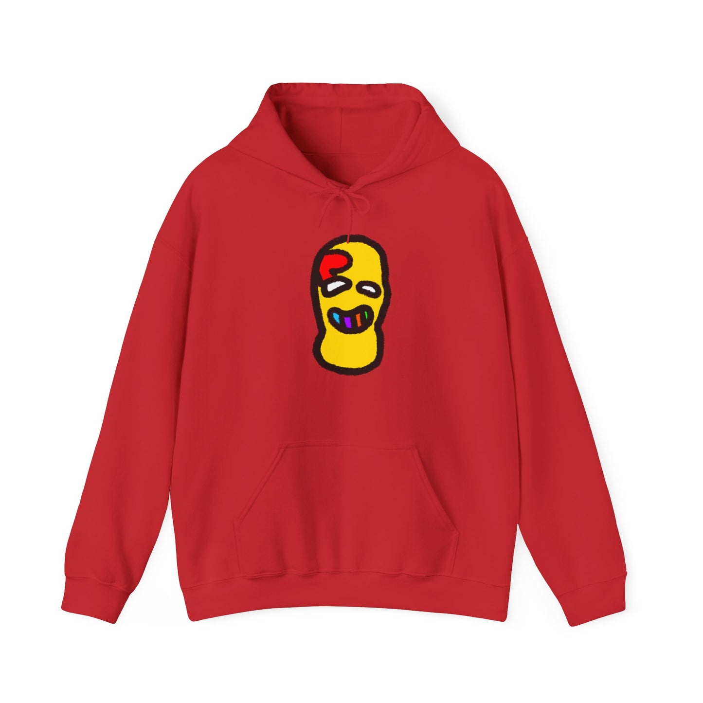 Skull Mask Hoodie — Playful Yellow Graffiti Face Pullover