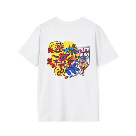Abstract Color Burst T-Shirt “Big Party”— Vibrant Hand-Drawn Art Tee