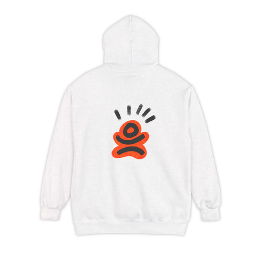 Minimalist Abstract Icon Hoodie — Retro Orange Zen Graphic