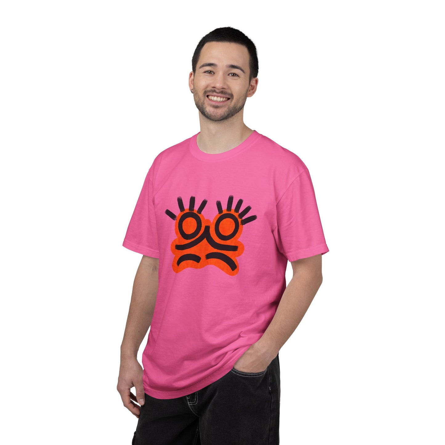 Graphic Tee — Bold Orange Abstract Face T-Shirt