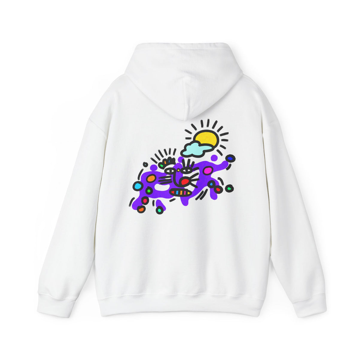 Abstract Surf Cat Hoodie – Colorful Cat Surfing Graphic Pullover