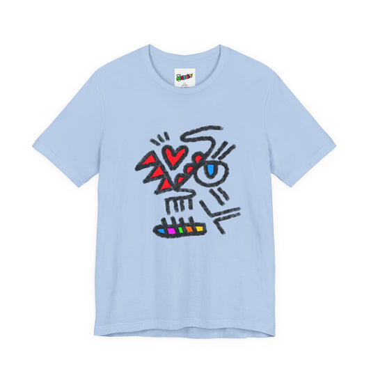 Artistic Unisex Jersey Tee with Heart and Eyeball Design