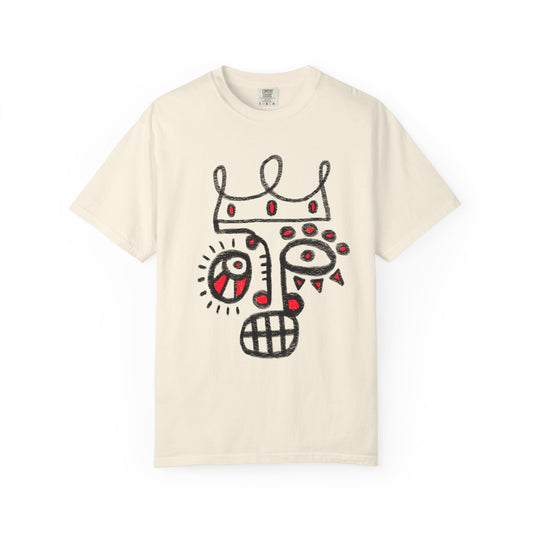 Abstract Crown Face T-Shirt — Hand-Drawn Street Art Graphic
