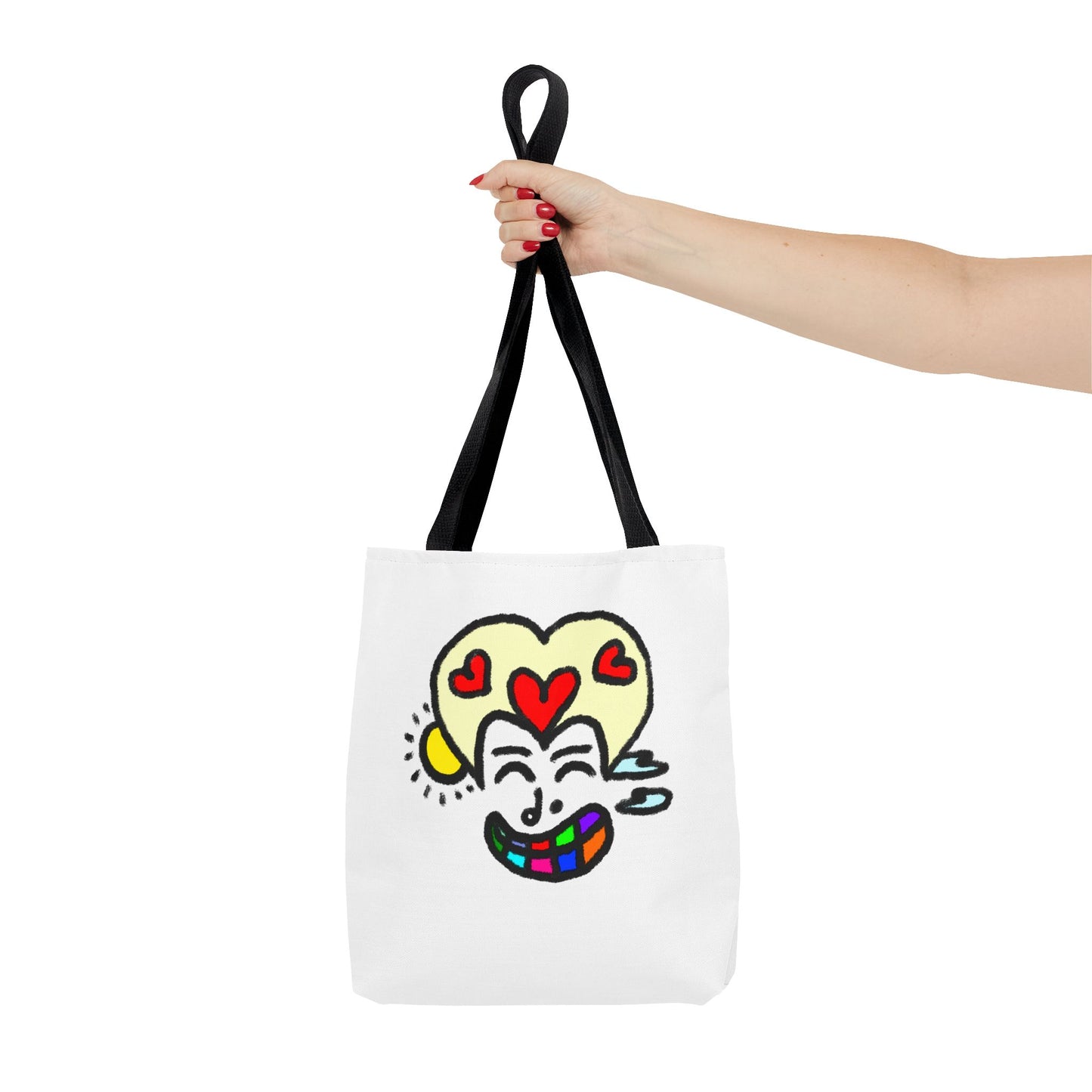 Heart-Eyes Rainbow Smile Tote Bag