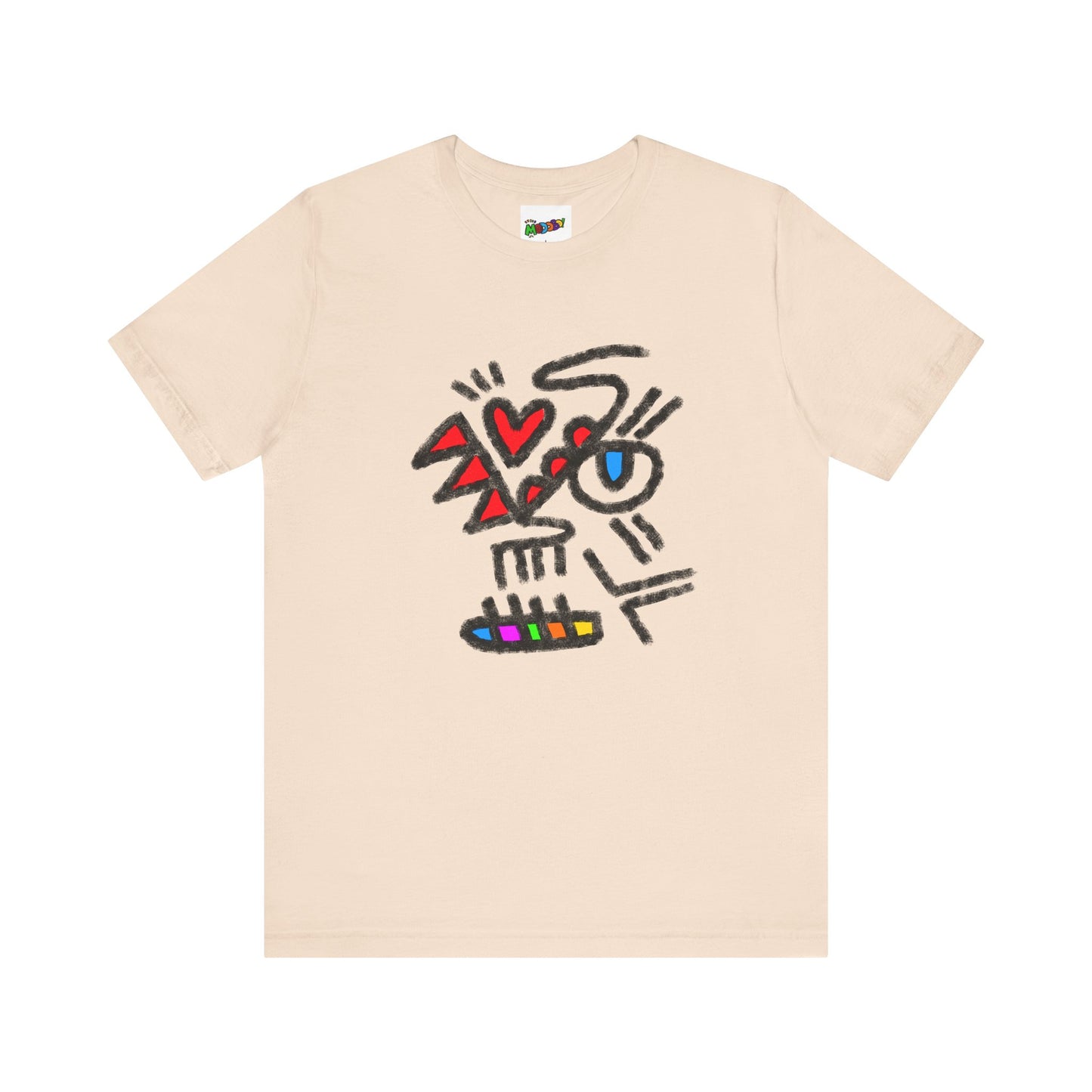 Artistic Unisex Jersey Tee with Heart and Eyeball Design