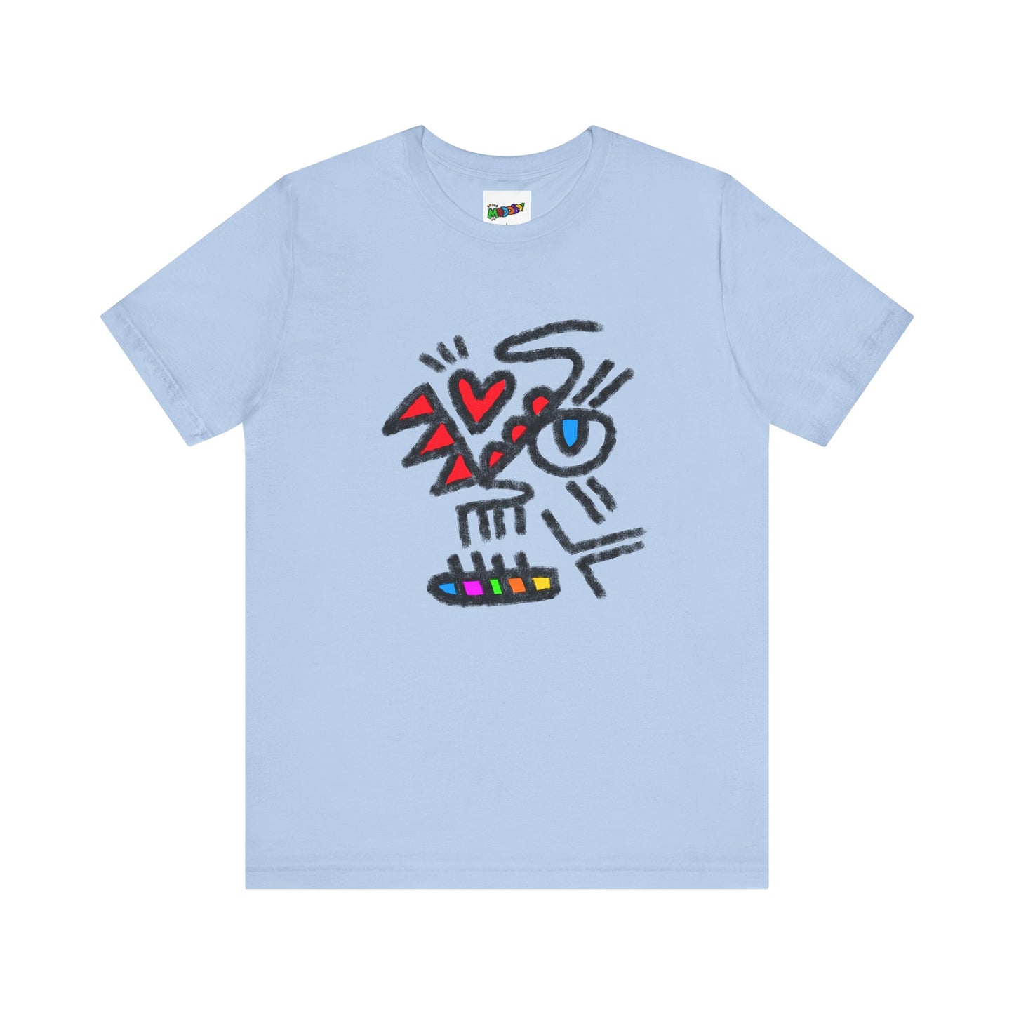 Artistic Unisex Jersey Tee with Heart and Eyeball Design