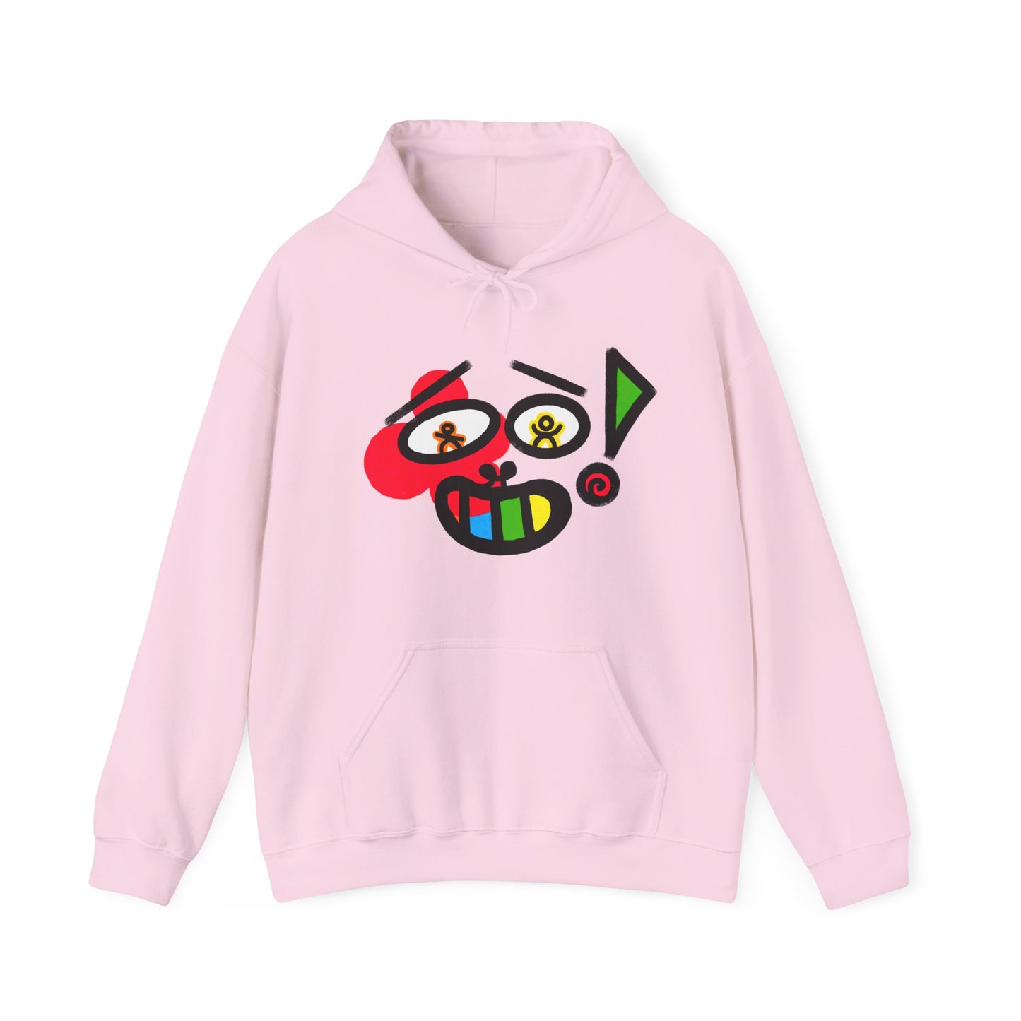 Colorful Abstract Smiley Hoodie — Playful Geometric Face Graphic