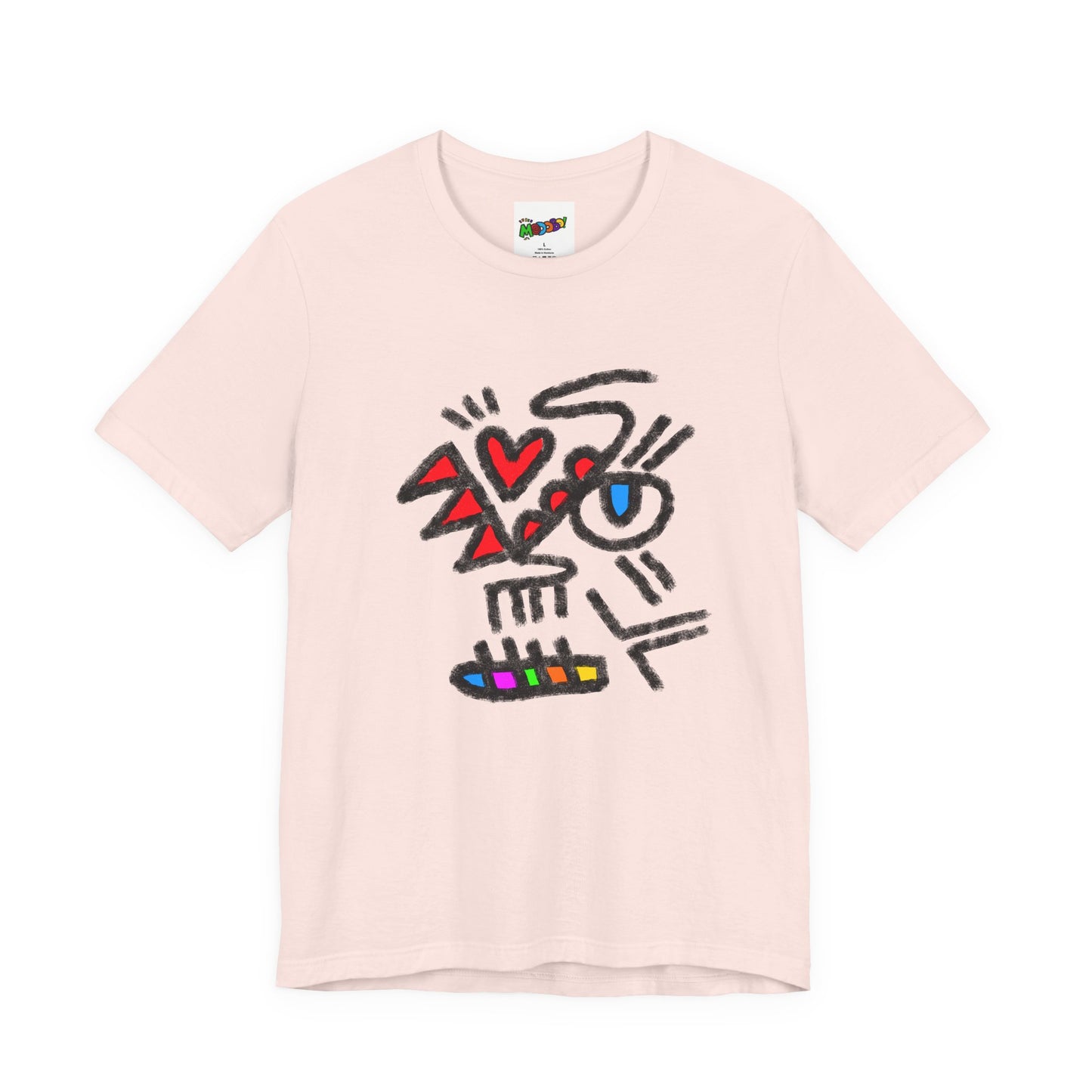 Artistic Unisex Jersey Tee with Heart and Eyeball Design